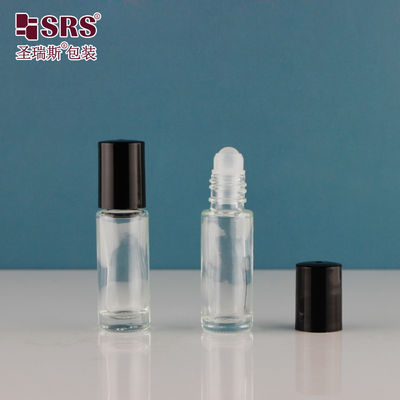 acheter 4ml 5ml 8ml 10ml Noir Coloris Solid Capille à vis Mural Verre Rouleau Sur Bouteille PP Boule Huile de Parfum fabrication en ligne