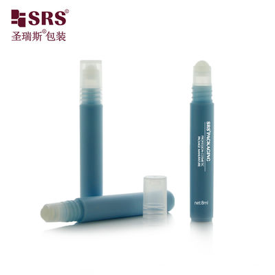 acheter Récipient de tube bleu givré brillant d'usine RPPH-8ML avec applicateur à bille roulante en plastique pour l'emballage de gel apaisant fabrication en ligne