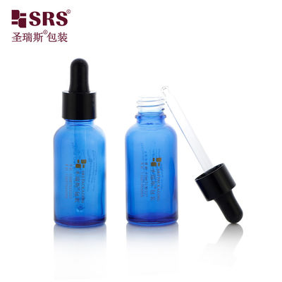 acheter D001-50ml Flacon d'huile essentielle en verre bleu translucide avec compte-gouttes noir brillant, plusieurs capacités pour les produits d'aromathérapie fabrication en ligne