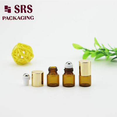 acheter Flacon roller en verre ambré vide SRS de 1 ml avec bouchon en aluminium doré fabrication en ligne