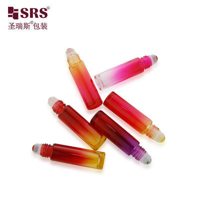 acheter Flacon en verre dégradé rouge chaud magenta de 10 ml avec bille en acier et capuchon en métal pour huile essentielle fabrication en ligne