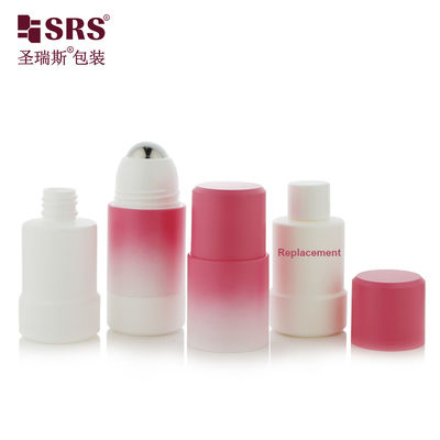 acheter RPPE(S)-50 ml 75 ml revêtement dégradé pulvérisation rose pêche blanc flacon à rouleau de gel déodorant rechargeable avec grand emballage de boule de massage en métal en acier fabrication en ligne