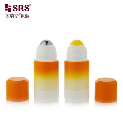 acheter RPPE ((P) -50ML Gradient vide orange blanc design personnalisé rouleau sur bouteille Fabriqué avec l'impression du logo Boule creuse jaune pour l'application de gel de soothin fabrication en ligne