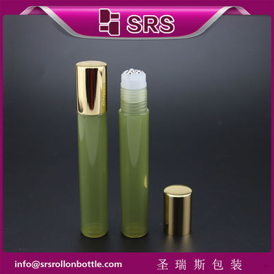 acheter Flacon roll-on cosmétique de luxe 15ml en plastique vert avec trois billes en acier fabrication en ligne