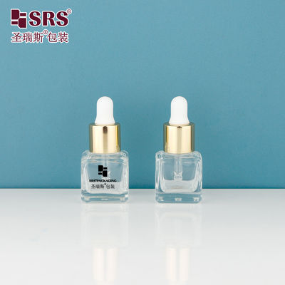 acheter D392-8ml Laboratoire Carré Bouteilles de gouttelette en verre vide clair avec sérigraphie noire Impression de logo personnalisé fabrication en ligne