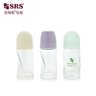 acheter BLPG-B-50ml Empty round Clear glass personal care roll bottle vial container with pP massage ball fabrication en ligne