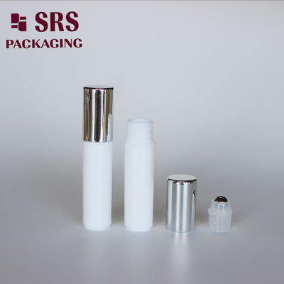 acheter SRS bouteille cosmétique vide en plastique blanche à bille à rouleaux de 5 ml avec capuchon argenté fabrication en ligne