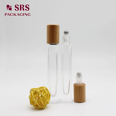 acheter SRS bouteille en verre carré à rouleaux de 10 ml de parfum cosmétique transparent avec capuchon en bambou fabrication en ligne