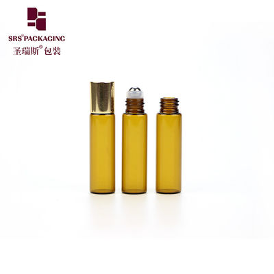 acheter Mini rouleau de verre de 5 ml de couleur ambre cosmétique vide sur une bouteille avec capuchon en aluminium fabrication en ligne