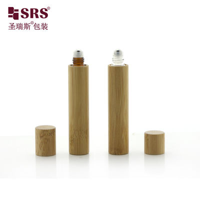 acheter Portable 10ml Ruloir de bambou vide avec bouchon de bambou Bouteille ambrée Bouteille transparente Fenêtre réverbère Design en stock fabrication en ligne