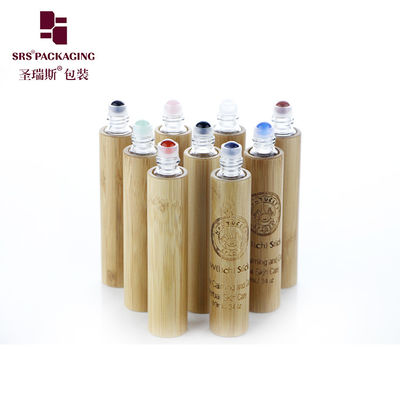 BG(GEM)-10ML Récipient vide en bambou organique pour extraits de plantes avec logement d'insert PE blanc et bille de pierre précieuse de jade