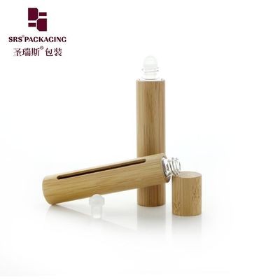 BG(G)-10ML Flacon Roll-On Vide en Bambou, Matériau en Bambou Véritable pour Huile Essentielle avec Bille Applicatrice en Verre et Fenêtre