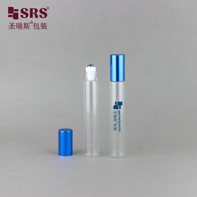 BLP ((S-A) -10ML Bouteille en verre à rouleaux en acier transparent à paroi mince avec capuchon métallique en aluminium