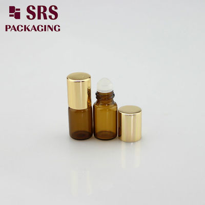 SRS vide 2 ml mini rouleau de parfum en verre ambre sur bouteille avec bouchon en aluminium