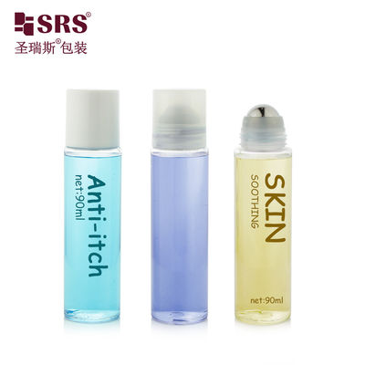 PET30-90ML Bouteille applicateur à bille en acier PET transparent pour gel rafraîchissant