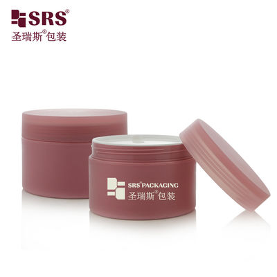 SRSJK-200g Conception personnalisée rouge chaud Bouteille en plastique en PP ronde vide avec couvercle à vis et revêtement de disque pour étanche à l'air Pour l'emballage du beurre à la crème