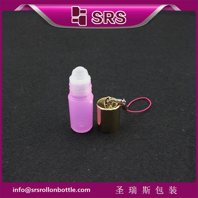 Bouteille à bille cosmétique vide en plastique SRS 3ml Mini couleur rose avec crochet