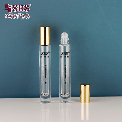 Bouteille en rouleau de verre ronde de 10 ml avec couvercle en aluminium anodisé et fond épais pour huiles essentielles et parfums