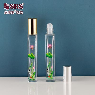 Bouteille en verre en rouleau à paroi épaisse de 10 ml avec applicateur à billes à rouleaux pour parfums et huiles essentielles