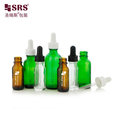 Vente à chaud 15 ml 30 ml 60 ml Bouteille gouttelette en verre transparent vert ambre