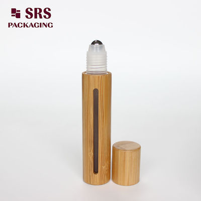 Bouteille à bille de parfum en plastique de bambou couleur naturelle 15 ml