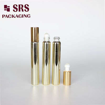 Bouteille de parfum en verre doré cosmétique SRS 10 ml avec boule roulante en verre