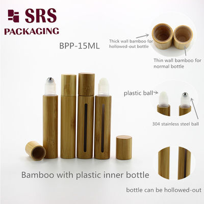 SRS Cosmétique vide réel en rouleau plastique de bambou sur bouteille 5ml 8ml 10ml 15ml