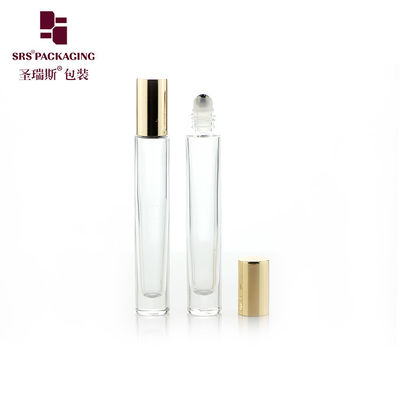 Flacon à bille en verre pour huile essentielle cylindrique vide GB1 10ML avec bouchon en métal or argent