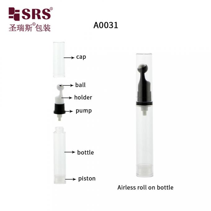 A0031-10ML Rouleau en plastique vide sur bouteille en argile sans air, revêtement marron avec capot transparent 1